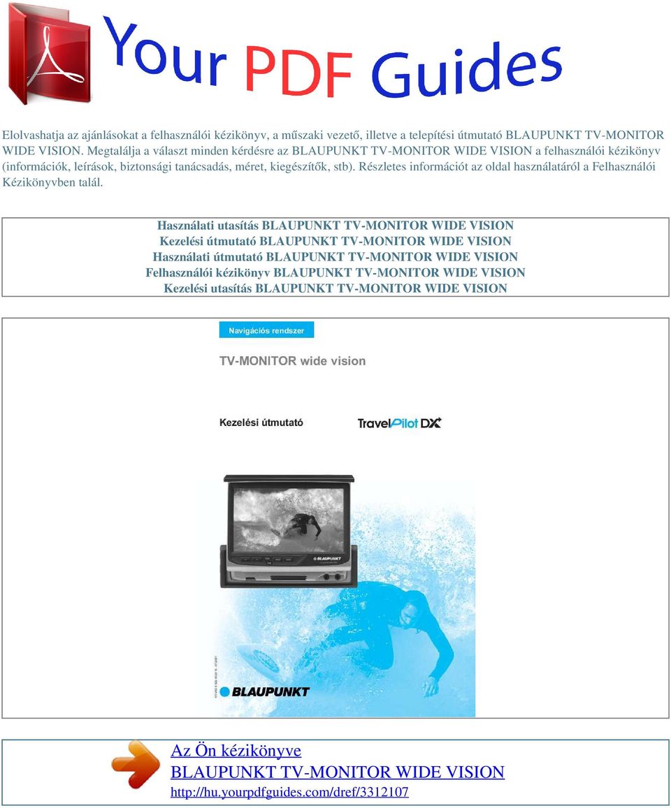 Az Ön kézikönyve BLAUPUNKT TV-MONITOR WIDE VISION - PDF Ingyenes letöltés