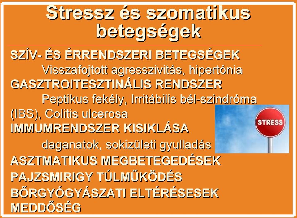 bél-szindróma (IBS), Colitis ulcerosa IMMUMRENDSZER KISIKLÁSA daganatok, sokizületi