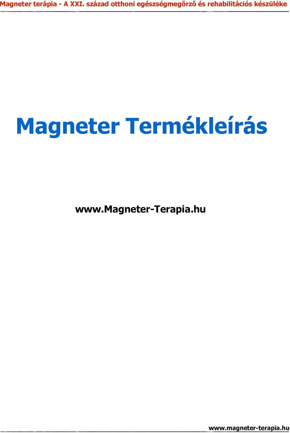 Magneter Termékleírás - PDF Ingyenes letöltés