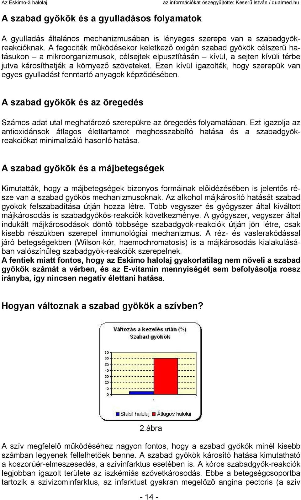 Ezen kívül igazolták, hogy szerepük van egyes gyulladást fenntartó anyagok képződésében. A szabad gyökök és az öregedés Számos adat utal meghatározó szerepükre az öregedés folyamatában.