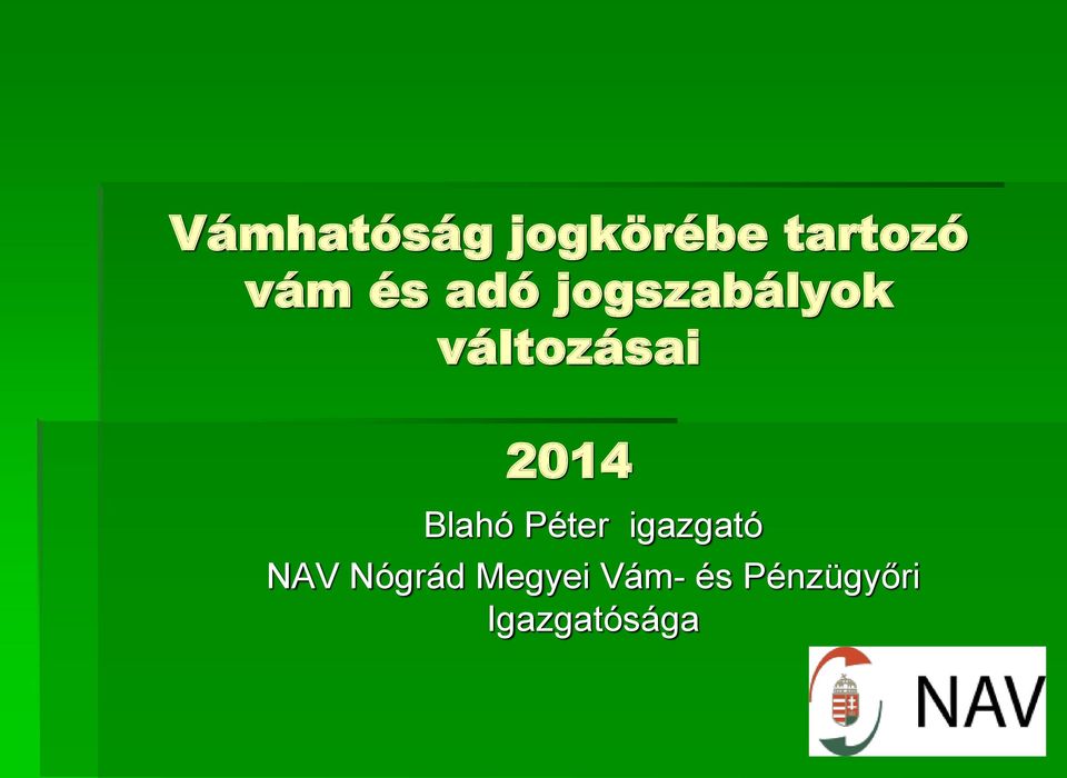 2014 Blahó Péter igazgató NAV