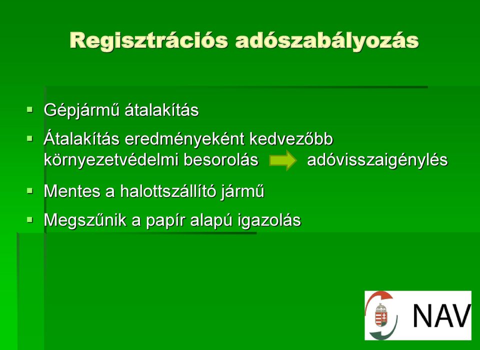 környezetvédelmi besorolás adóvisszaigénylés