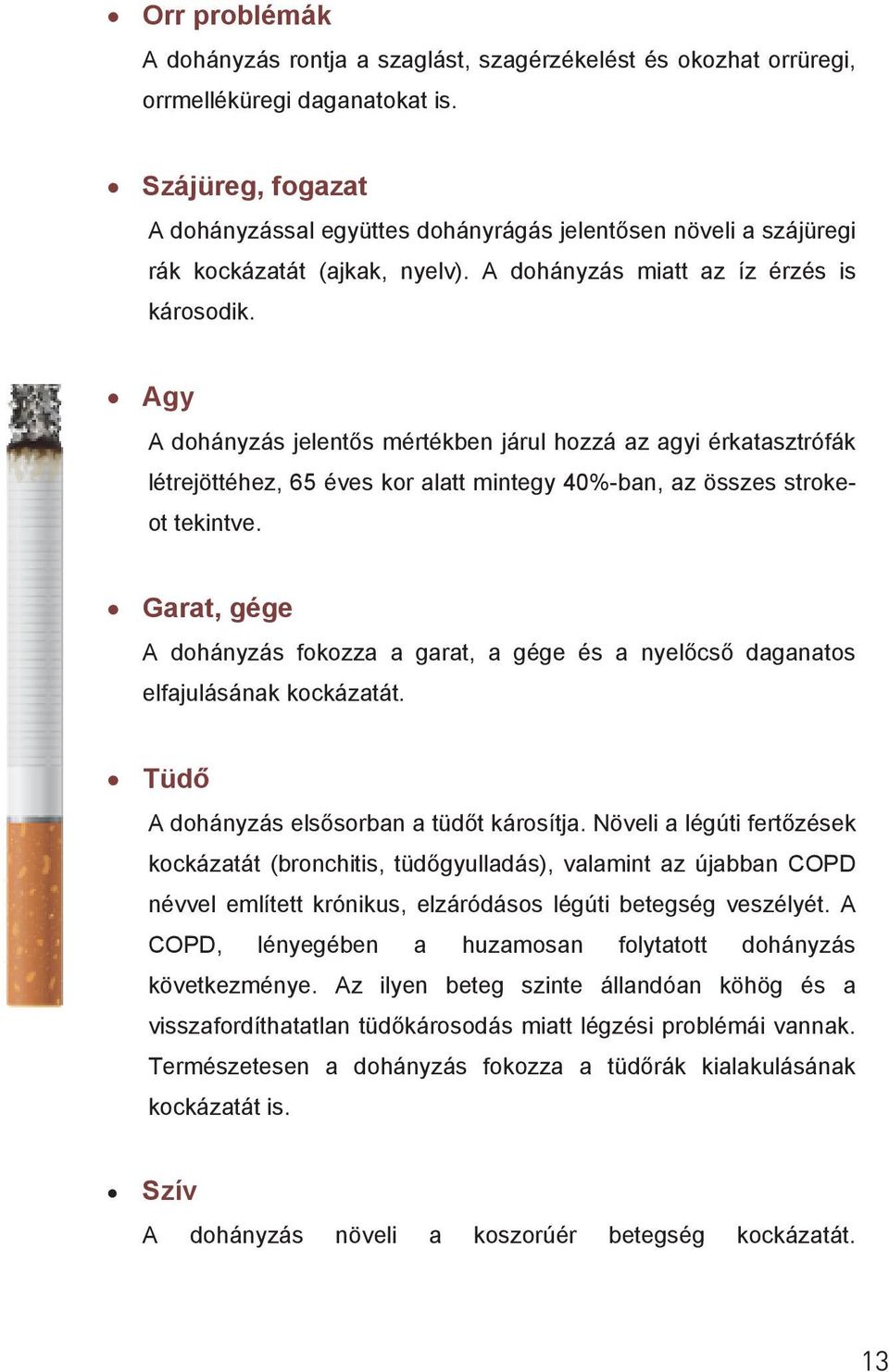 Agy A dohányzás jelentős mértékben járul hozzá az agyi érkatasztrófák létrejöttéhez, 65 éves kor alatt mintegy 40%-ban, az összes strokeot tekintve.