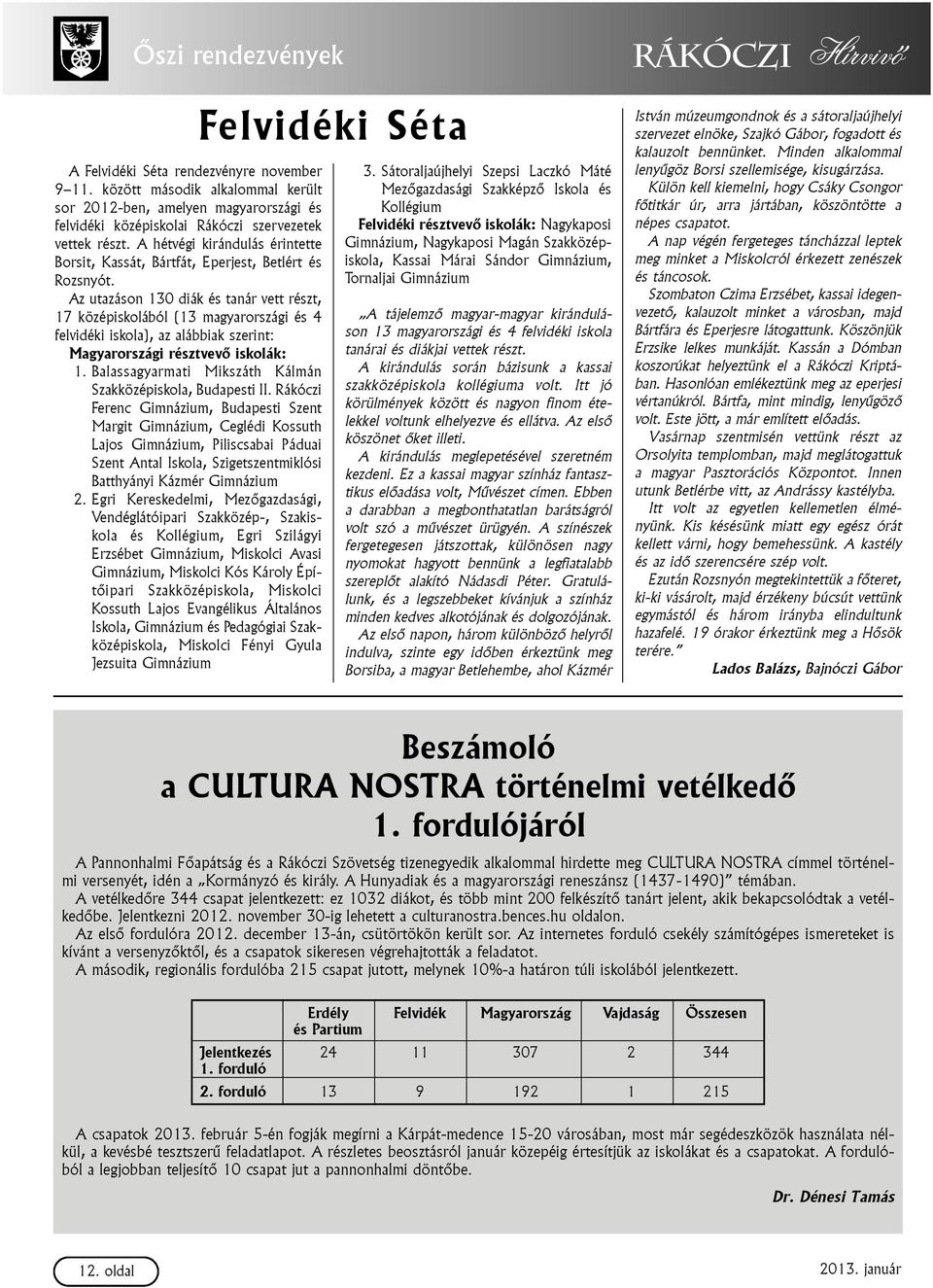 Az utazáson 130 diák és tanár vett részt, 17 középiskolából (13 magyarországi és 4 felvidéki iskola), az alábbiak szerint: Magyarországi résztvevõ iskolák: 1.