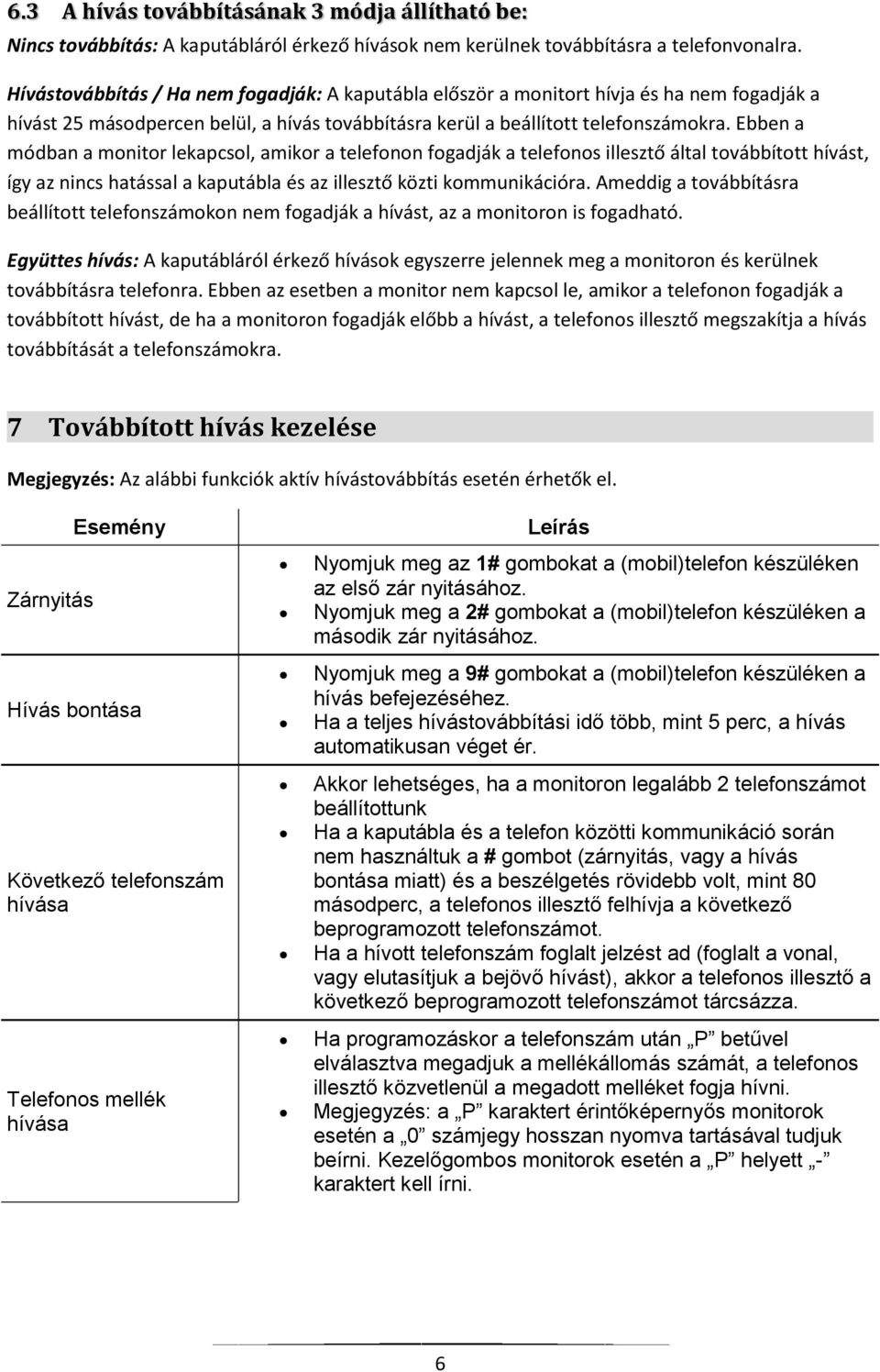 Ebben a módban a monitor lekapcsol, amikor a telefonon fogadják a telefonos illesztő által továbbított hívást, így az nincs hatással a kaputábla és az illesztő közti kommunikációra.