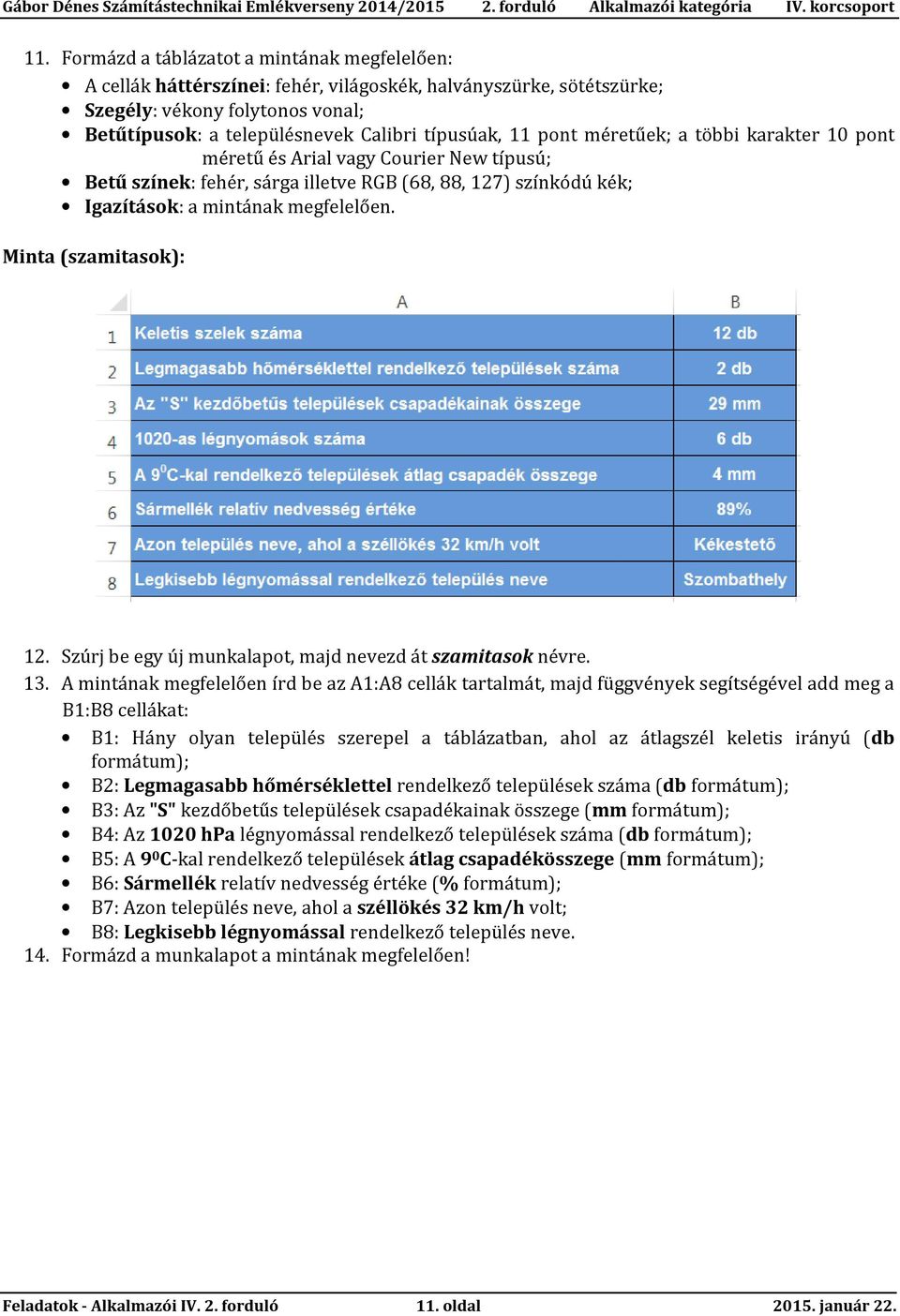 Minta (szamitasok): 12. Szúrj be egy új munkalapot, majd nevezd át szamitasok névre. 13.