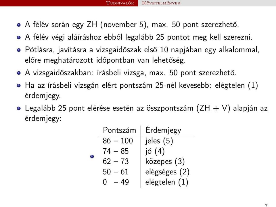 Pótlásra, javításra a vizsgaidőszak első 10 napjában egy alkalommal, előre meghatározott időpontban van lehetőség.