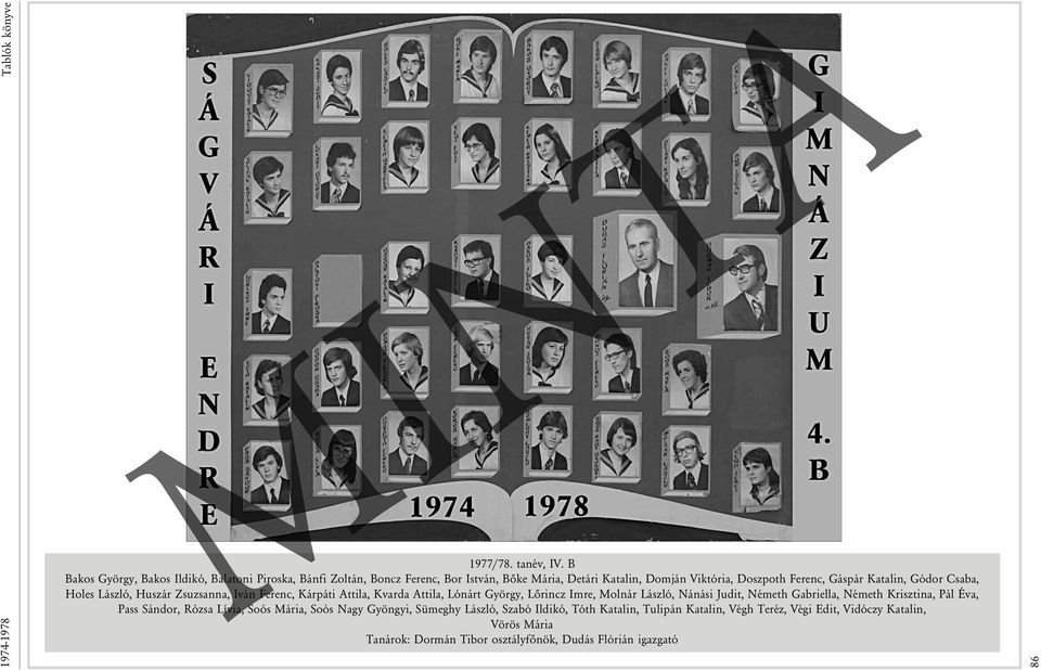 Katalin, Gódor Csaba, Holes László, Huszár Zsuzsanna, Iván Ferenc, Kárpáti Attila, Kvarda Attila, Lónárt György, Lõrincz Imre, Molnár László, Nánási Judit,