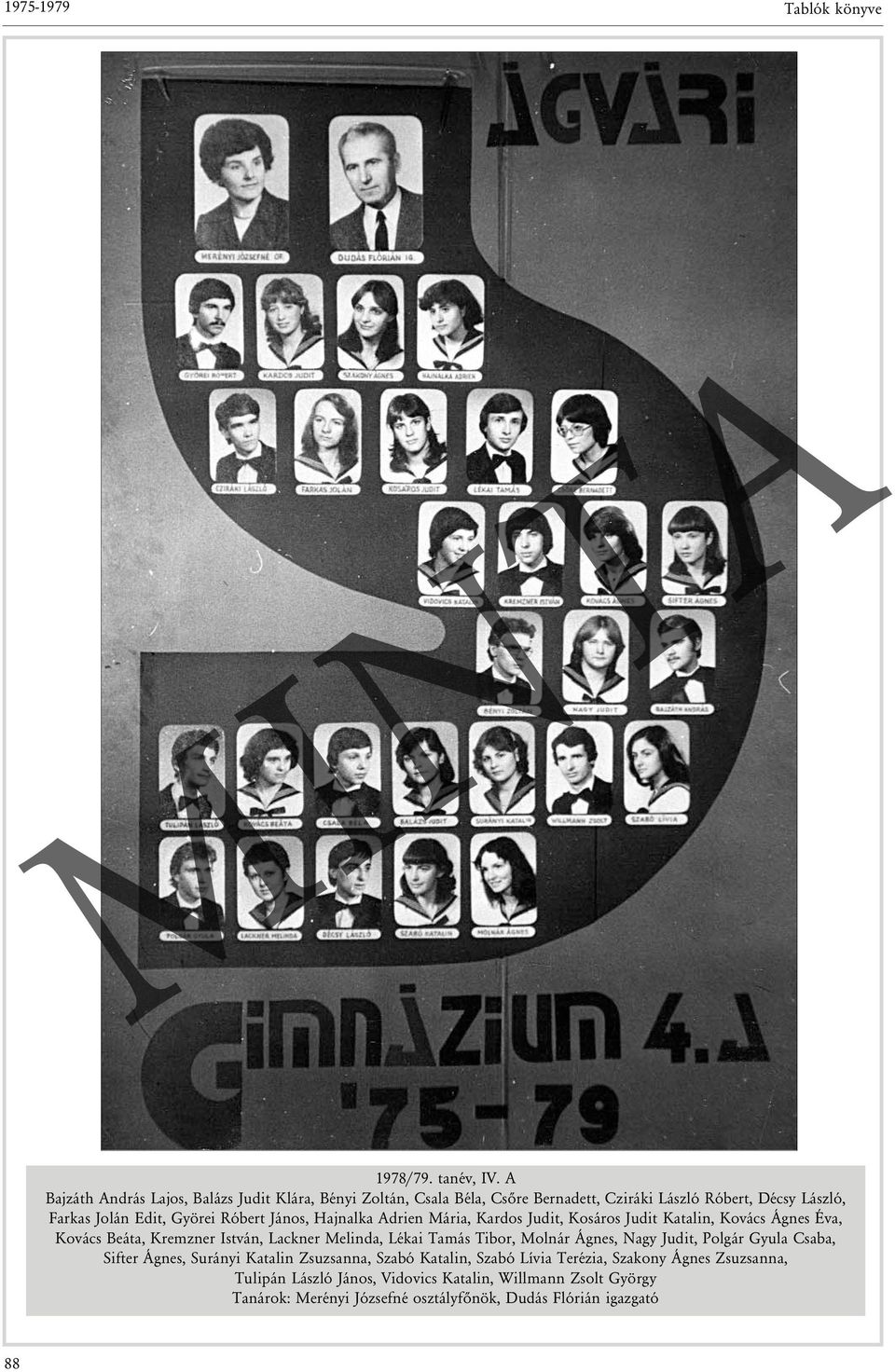 János, Hajnalka Adrien Mária, Kardos Judit, Kosáros Judit Katalin, Kovács Ágnes Éva, Kovács Beáta, Kremzner István, Lackner Melinda, Lékai Tamás Tibor,
