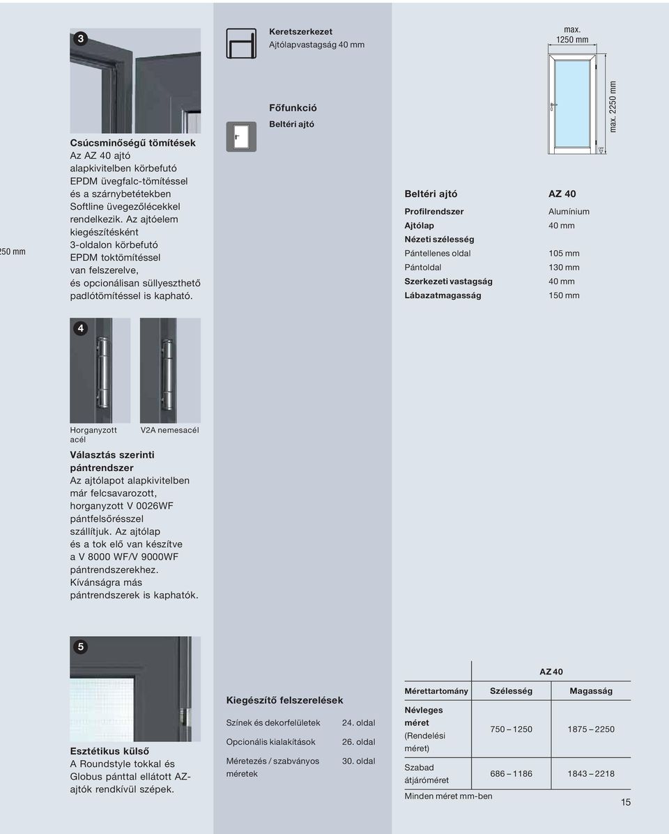 Az ajtóelem kiegészítésként 3-oldalon körbefutó EPDM toktömítéssel van felszerelve, és opcionálisan süllyeszthető padlótömítéssel is kapható.