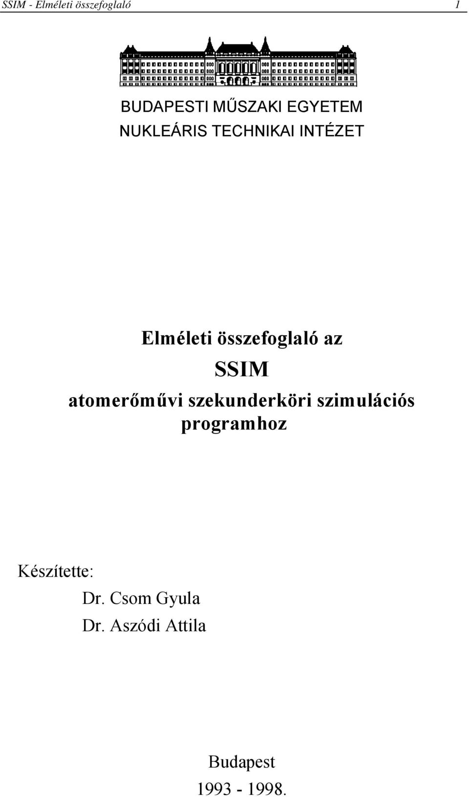 SSIM atomerőművi szekunderköri szimulációs programhoz