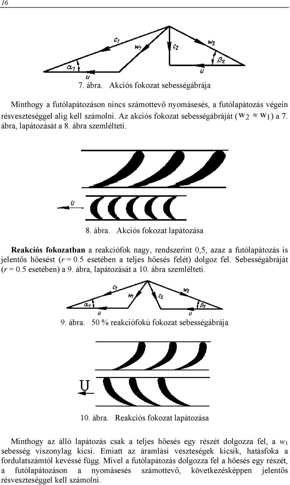 5 esetében a teljes hőesés felét) dolgoz fel. Sebességábráját (r = 0.5 esetében) a 9. ábra,