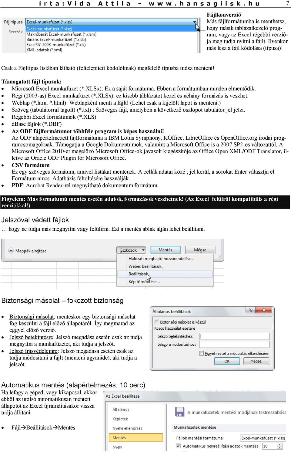 Csak a Fájltípus listában látható (feltelepített kódolóknak) megfelelő típusba tudsz menteni! Támogatott fájl típusok: Microsoft Excel munkafüzet (*.XLSx): Ez a saját formátuma.