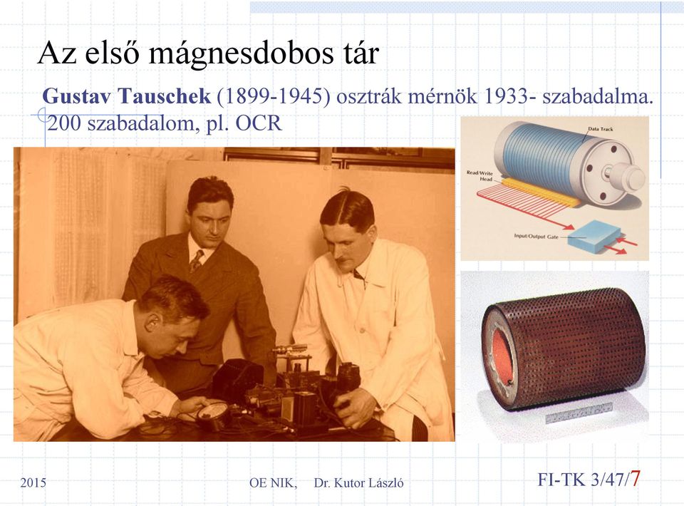 mérnök 1933- szabadalma.