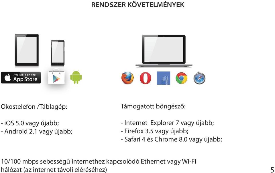 1 vagy újabb; - Internet Explorer 7 vagy újabb; - Firefox 3.