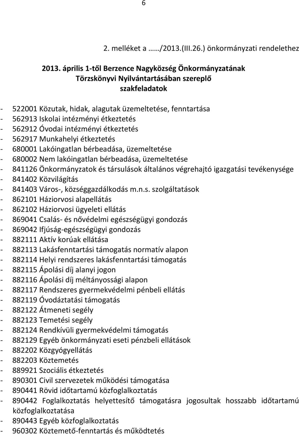 étkeztetés - 562912 Óvodai intézményi étkeztetés - 562917 Munkahelyi étkeztetés - 680001 Lakóingatlan bérbeadása, üzemeltetése - 680002 Nem lakóingatlan bérbeadása, üzemeltetése - 841126