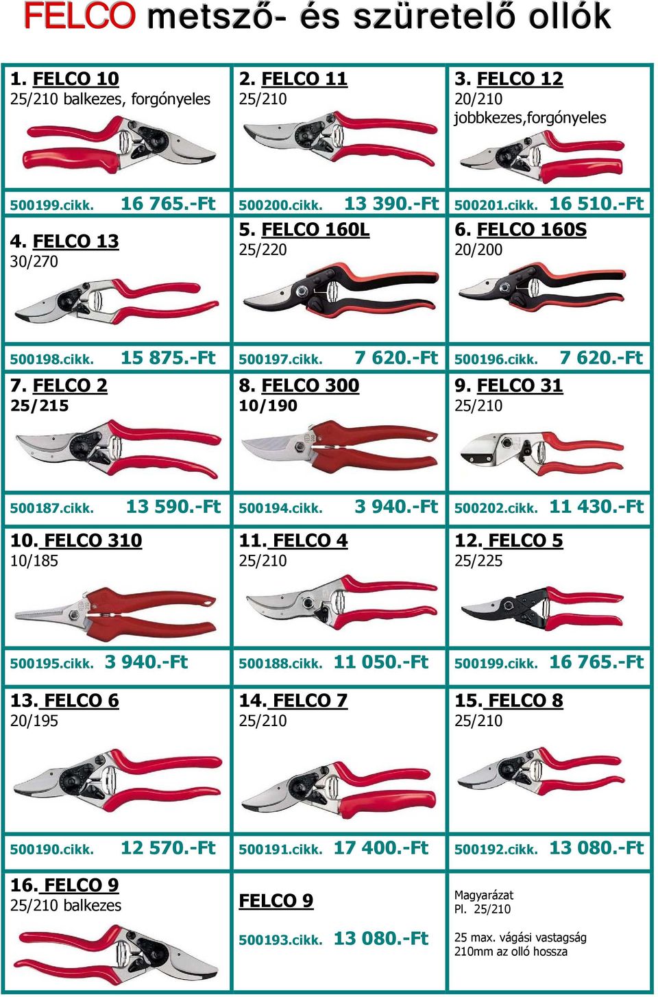 cikk. 13 590.-Ft 50019cikk. 3 940.-Ft 500202.cikk. 11 430.-Ft 10. FELCO 310 10/185 11. FELCO 4 25/210 12. FELCO 5 25/225 500195.cikk. 3 940.-Ft 500188.cikk. 11 050.-Ft 500199.cikk. 16 765.-Ft 13.