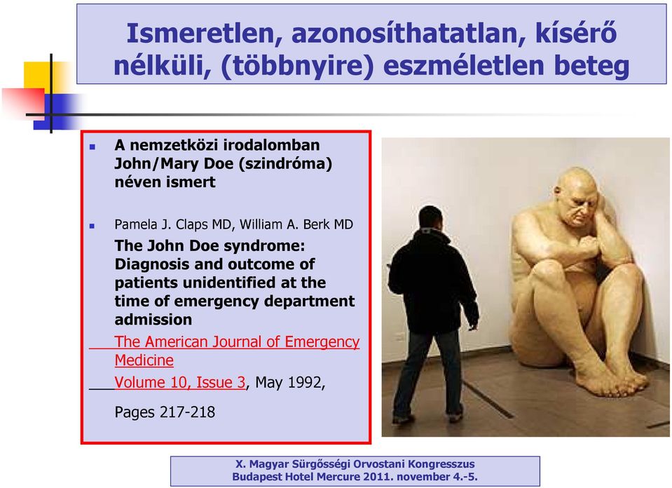 Berk MD The John Doesyndrome: Diagnosis and outcome of patients unidentified at the time of