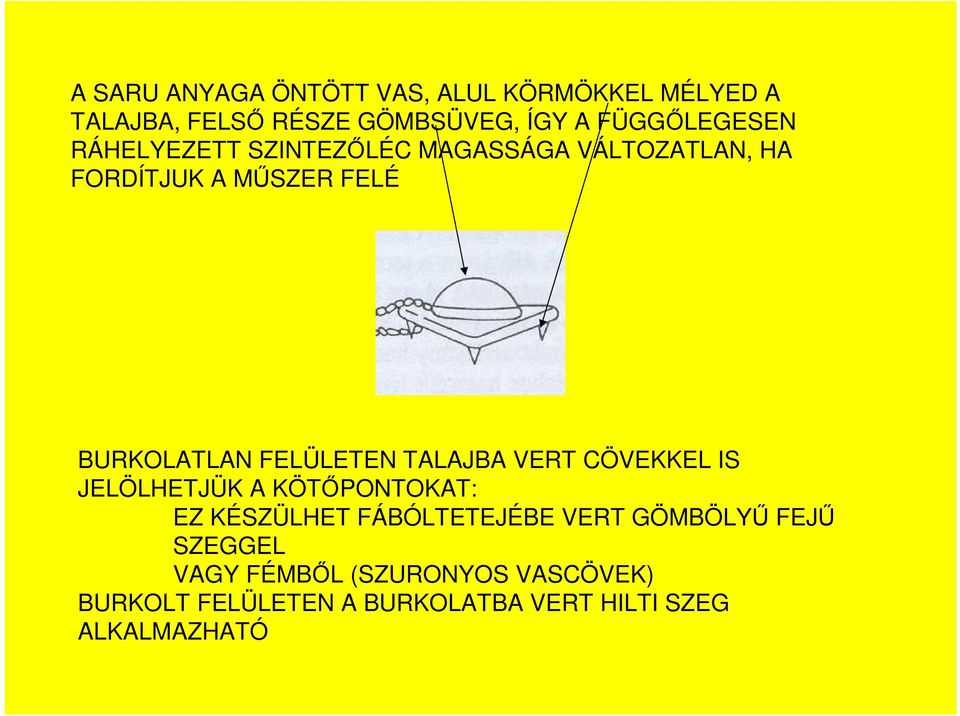 FELÜLETEN TALAJBA VERT CÖVEKKEL IS JELÖLHETJÜK A KÖTİPONTOKAT: EZ KÉSZÜLHET FÁBÓLTETEJÉBE VERT