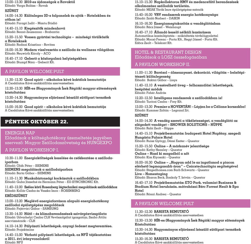 HOVENTA 2010 SZAKMAI PROGRAMFÜZET - PDF Ingyenes letöltés