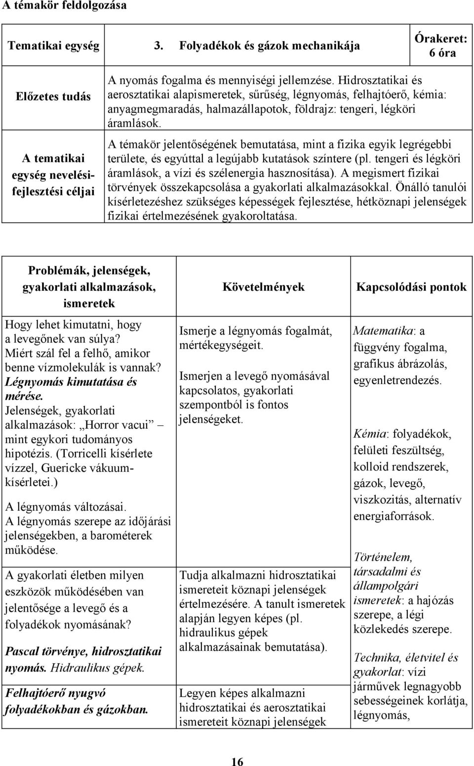 A témakör jelentőségének bemutatása, mint a fizika egyik legrégebbi területe, és egyúttal a legújabb kutatások színtere (pl. tengeri és légköri áramlások, a vízi és szélenergia hasznosítása).