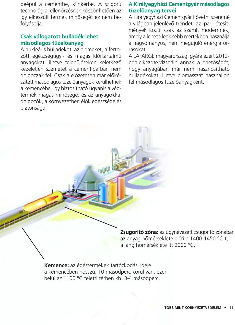 szemetet a cementiparban nem dolgozzák fel. Csak a előzetesen már előkészített másodlagos tüzelőanyagok kerülhetnek a kemencébe.