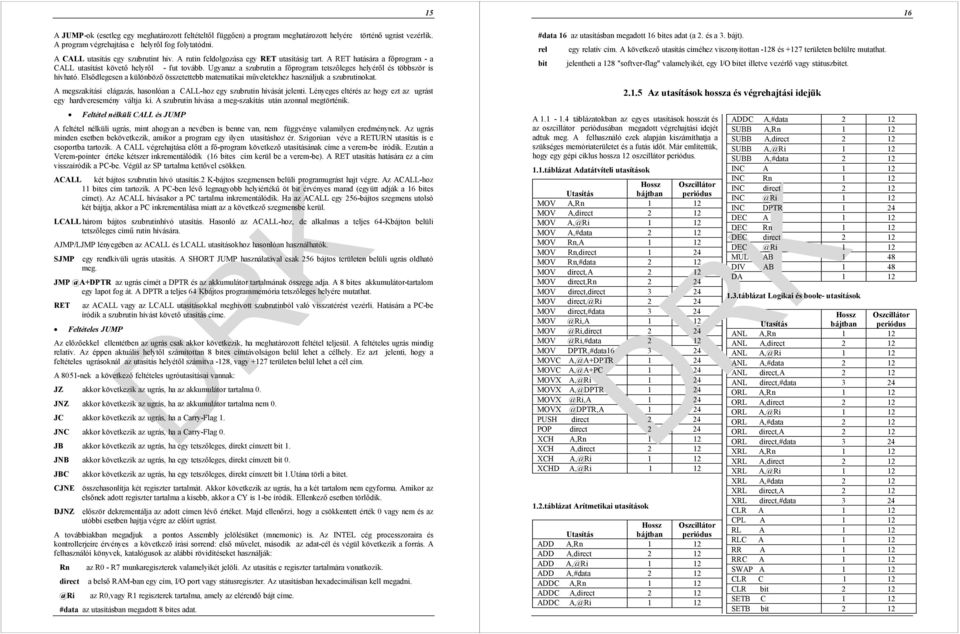 Ugyanaz a szubrutin a főprogram tetszőleges helyéről és többször is hívható. Elsődlegesen a különböző összetettebb matematikai műveletekhez használjuk a szubrutinokat.