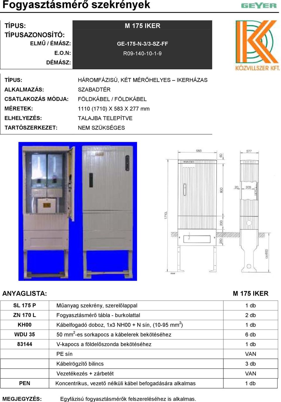 1 db WDU 35 50 mm 2 -es sorkapocs a kábelerek bekötéséhez 6 db 83144 V-kapocs a földelıszonda bekötéséhez 1 db PE sín Kábelrögzítı bilincs