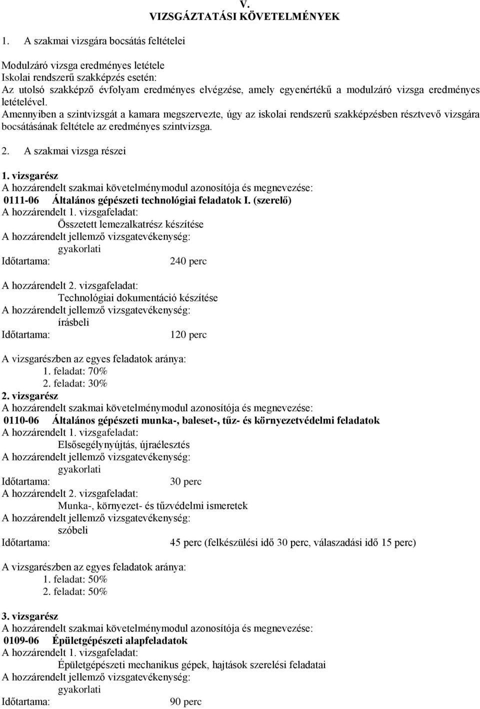 eredményes letételével. Amennyiben a szintvizsgát a kamara megszervezte, úgy az iskolai rendszerű szakképzésben résztvevő vizsgára bocsátásának feltétele az eredményes szintvizsga. 2.