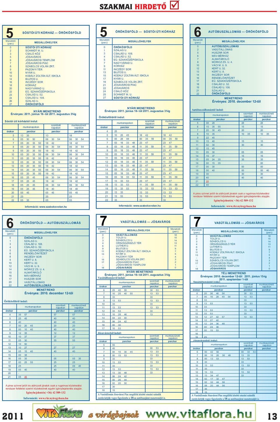 augusztus 1-ig Sóstói úti kórháztól indul: 1 1 1 1 1 1 1 munka órakor perckor perckor perckor ÖRÖKÖSFÖLD 1 1 1 1 1 Örökösfölről indul: 1 1 1 1 1 1 1 szombati 1 1 1 1 1 1 1 Információ: www.