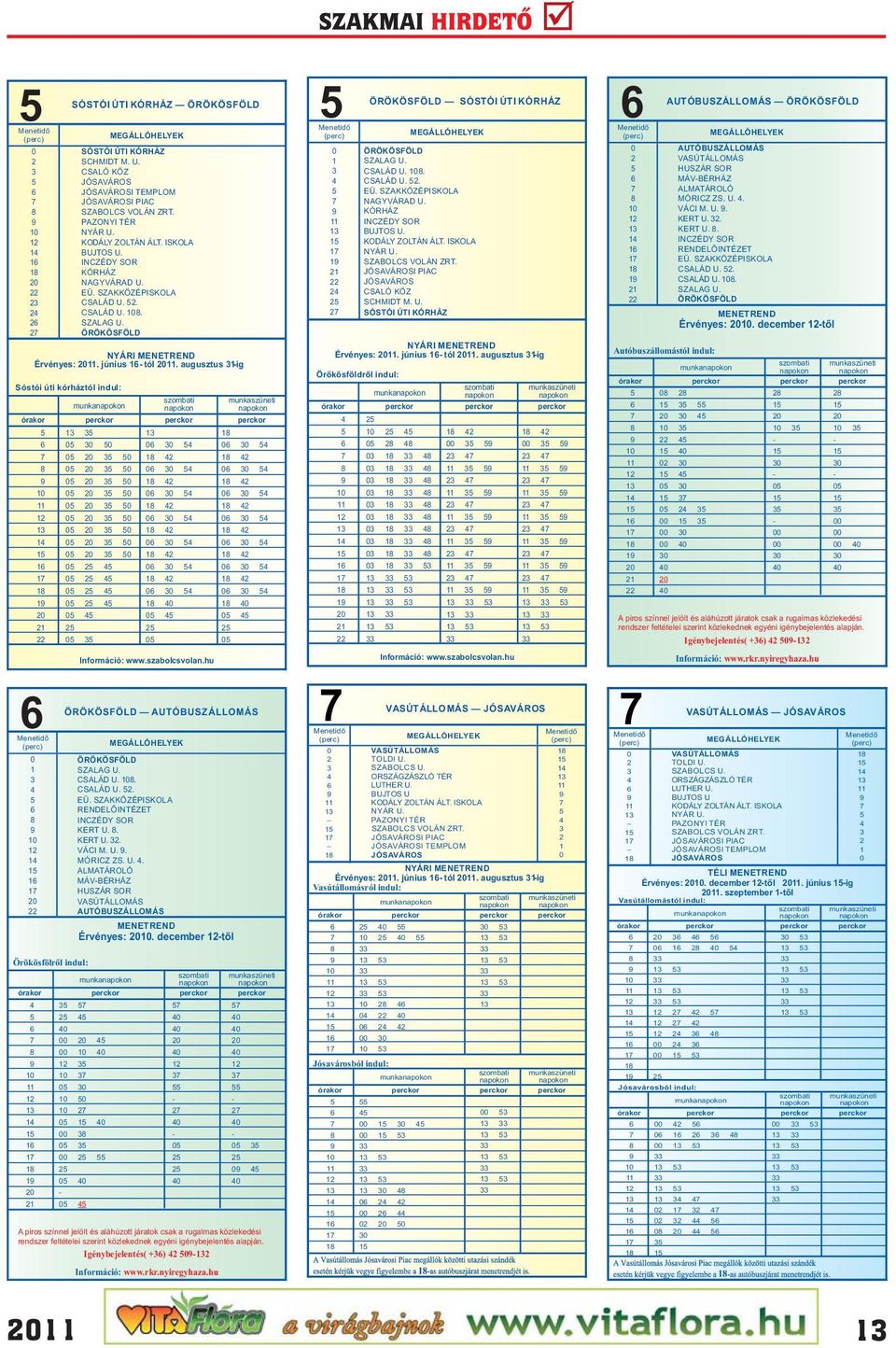 augusztus 1-ig Sóstói úti kórháztól indul: 1 1 1 1 1 1 1 munka órakor perckor perckor perckor ÖRÖKÖSFÖLD 1 1 1 1 1 Örökösfölről indul: 1 1 1 1 1 1 1 szombati 1 1 1 1 1 1 1 Információ: www.