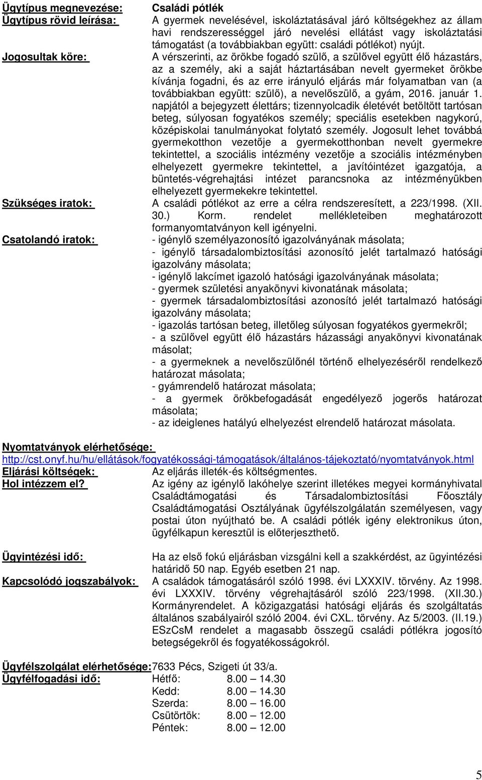 Családtámogatási Osztály - PDF Ingyenes letöltés