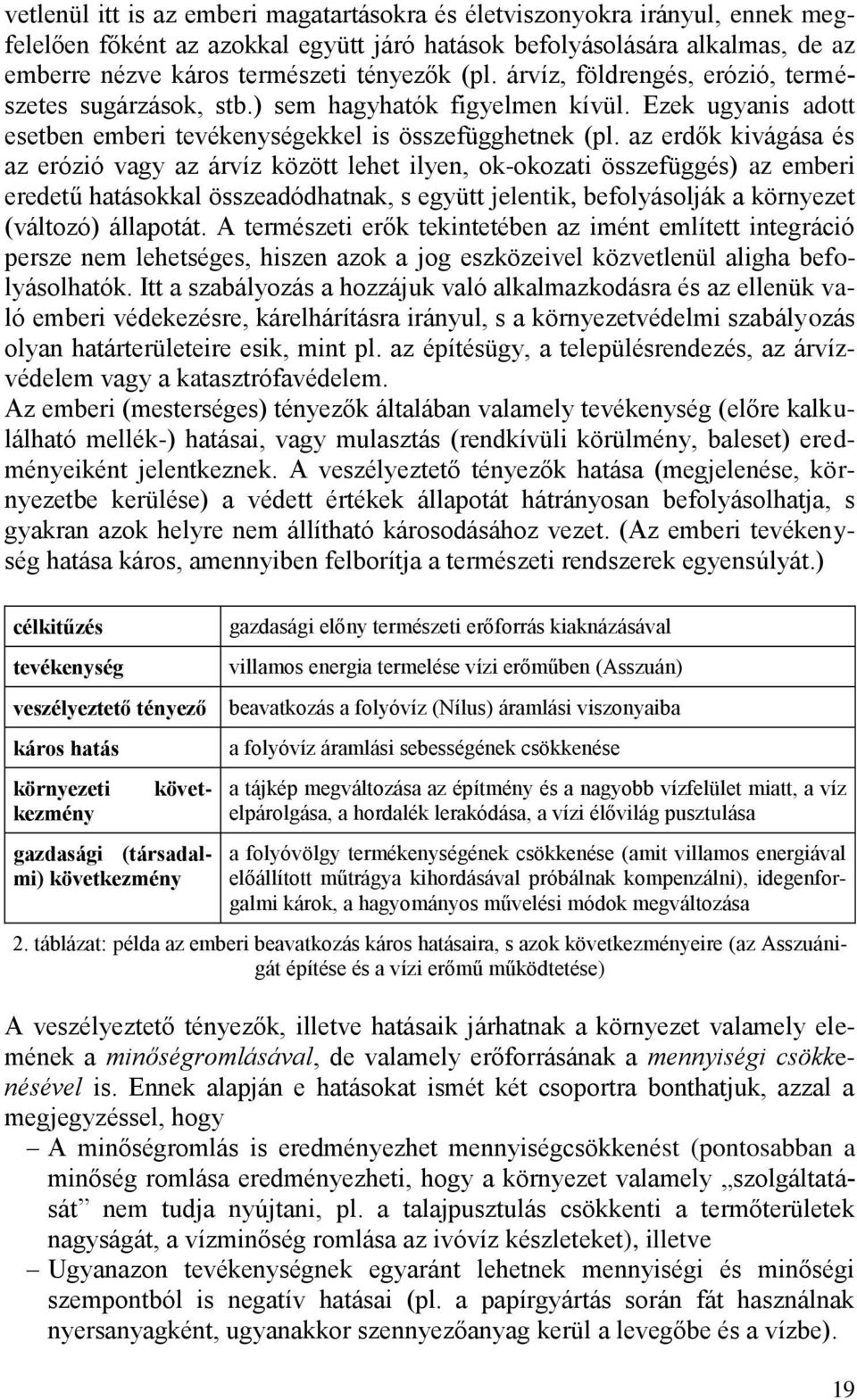 az erdők kivágása és az erózió vagy az árvíz között lehet ilyen, ok-okozati összefüggés) az emberi eredetű hatásokkal összeadódhatnak, s együtt jelentik, befolyásolják a környezet (változó) állapotát.
