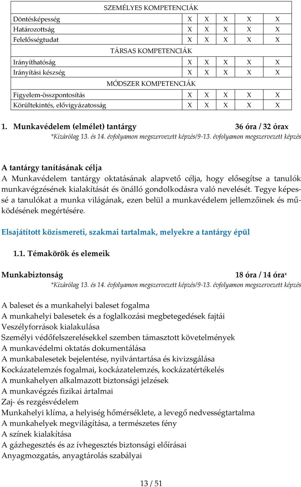 gondolkodásra való nevelését. Tegye képessé a tanulókat a munka világának, ezen belül a munkavédelem jellemzőinek és működésének megértésére.