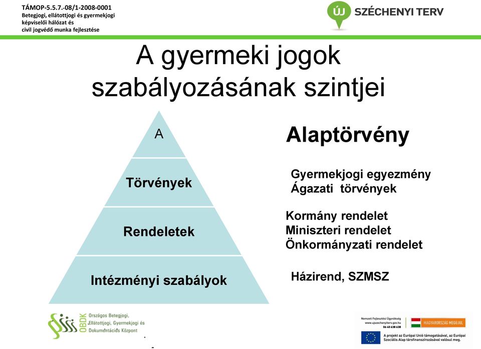 Gyermekjogi egyezmény Ágazati törvények Kormány