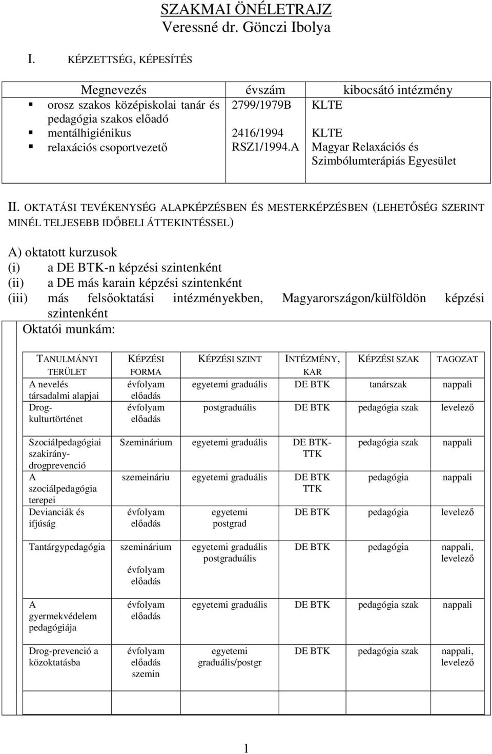 A KLTE KLTE Magyar Relaxációs és Szimbólumterápiás Egyesület II.