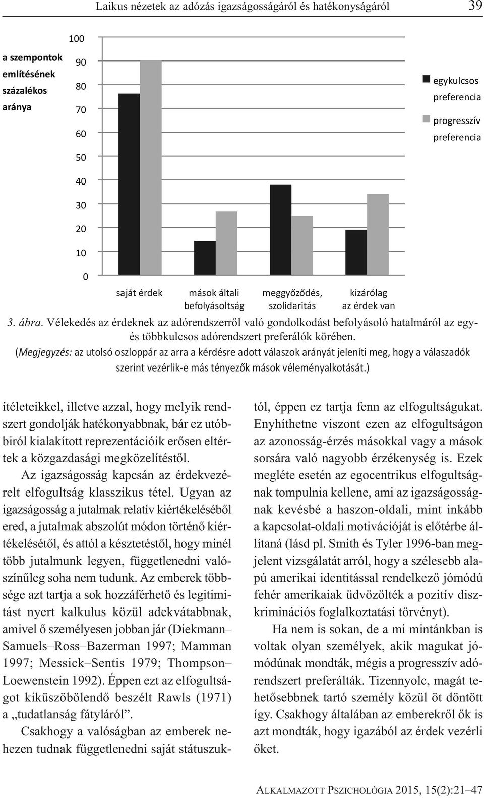 Vélekedés az érdeknek az adórendszerről való gondolkodást befolyásoló hatalmáról az egyés többkulcsos adórendszert preferálók körében.