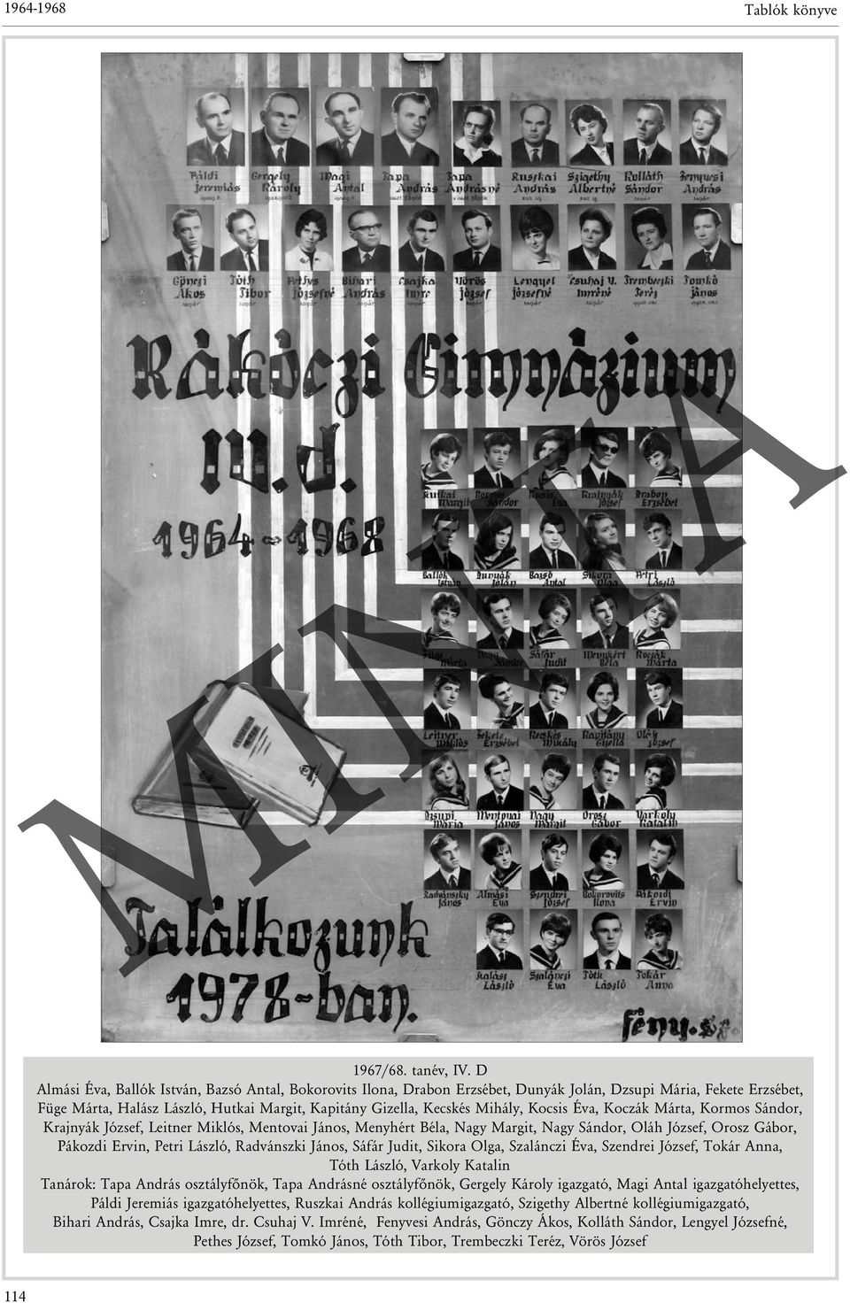 Kocsis Éva, Koczák Márta, Kormos Sándor, Krajnyák József, Leitner Miklós, Mentovai János, Menyhért Béla, Nagy Margit, Nagy Sándor, Oláh József, Orosz Gábor, Pákozdi Ervin, Petri László, Radvánszki