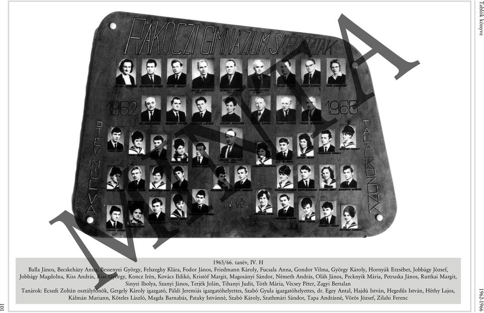 András, Kiss György, Koncz Irén, Kovács Ildikó, Kristóf Margit, Magosányi Sándor, Németh András, Oláh János, Pecknyik Mária, Petruska János, Ruttkai Margit, Sinyei Ibolya, Szanyi János, Terjék Jolán,