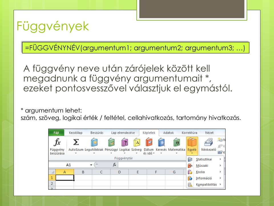 argumentumait *, ezeket pontosvesszővel választjuk el egymástól.