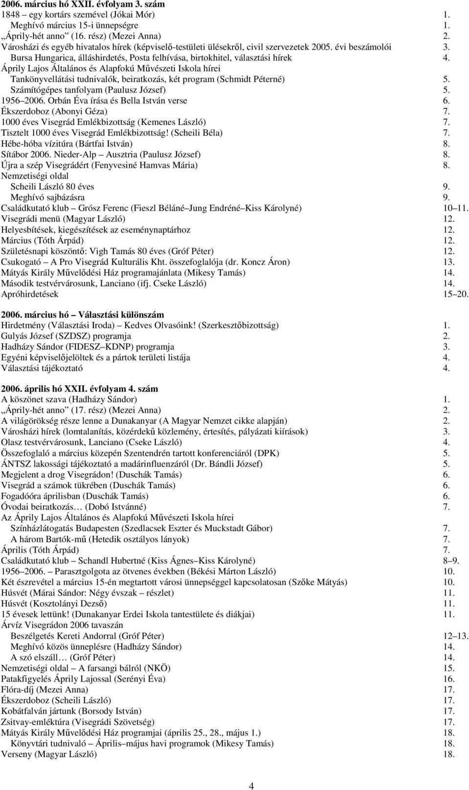 Áprily Lajos Általános és Alapfokú Művészeti Iskola hírei Tankönyvellátási tudnivalók, beiratkozás, két program (Schmidt Péterné) 5. Számítógépes tanfolyam (Paulusz József) 5. 1956 2006.