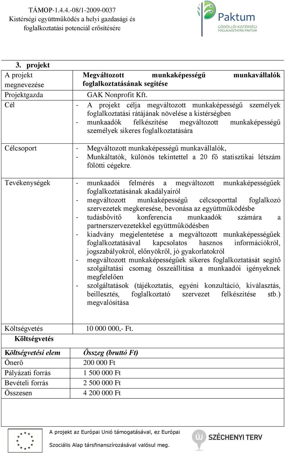 Célcsoport - Megváltozott munkaképességű munkavállalók, - Munkáltatók, különös tekintettel a 20 fő statisztikai létszám fölötti cégekre.