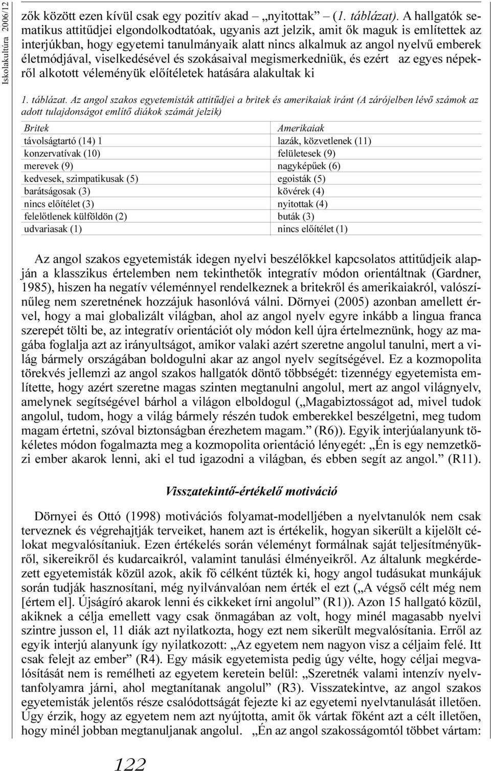 életmódjával, viselkedésével és szokásaival megismerkedniük, és ezért az egyes népekrõl alkotott véleményük elõítéletek hatására alakultak ki 1. táblázat.