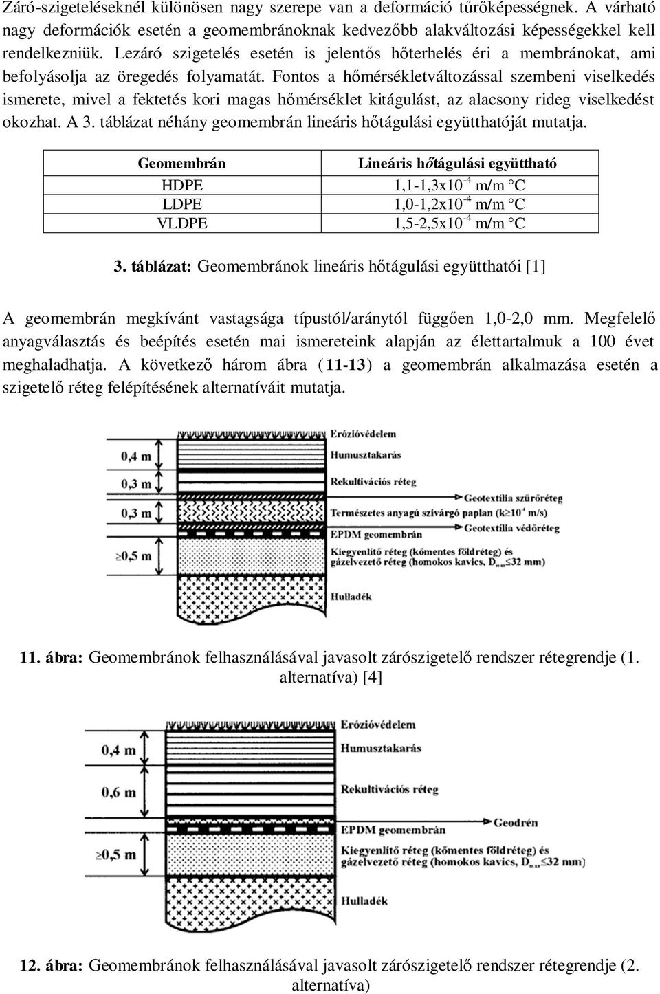 Fontos a hőmérsékletváltozással szembeni viselkedés ismerete, mivel a fektetés kori magas hőmérséklet kitágulást, az alacsony rideg viselkedést okozhat. A 3.