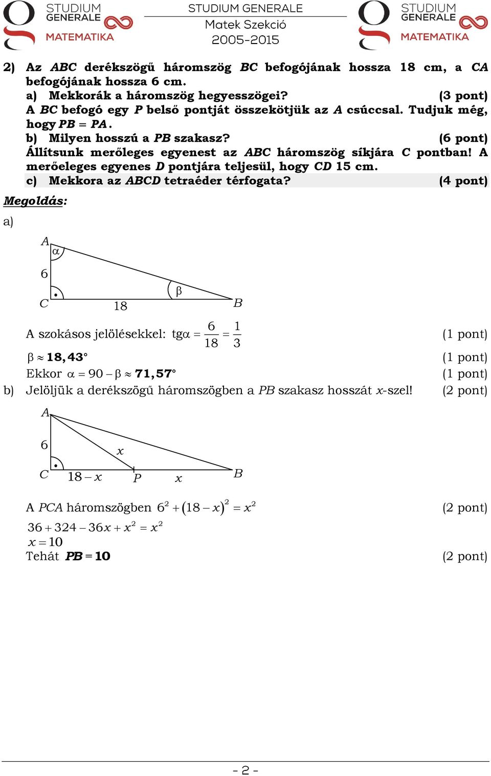 MATEMATIKA ÉRETTSÉGI TÍPUSFELADATOK MEGOLDÁSAI EMELT SZINT Síkgeometria -  PDF Ingyenes letöltés