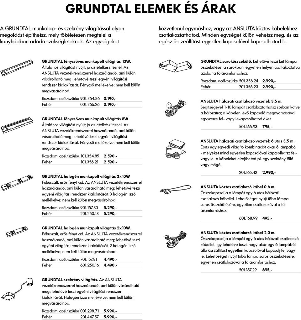 GRUNDTAL fénycsöves munkapult világítás 13W. Általános világítást nyújt; jó az ételkészítésnél.