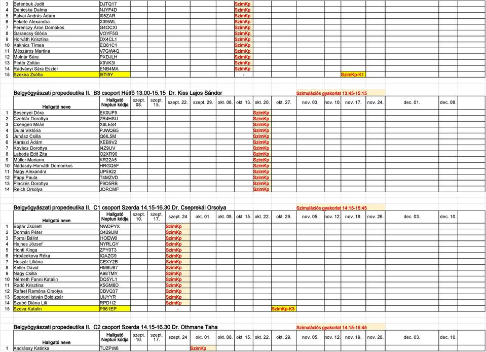 Szokira Zsófia I5TI9Y - SzimKp-K1 Belgyógyászati propedeutika II. B3 csoport Hétfő 13.00-15 Dr.
