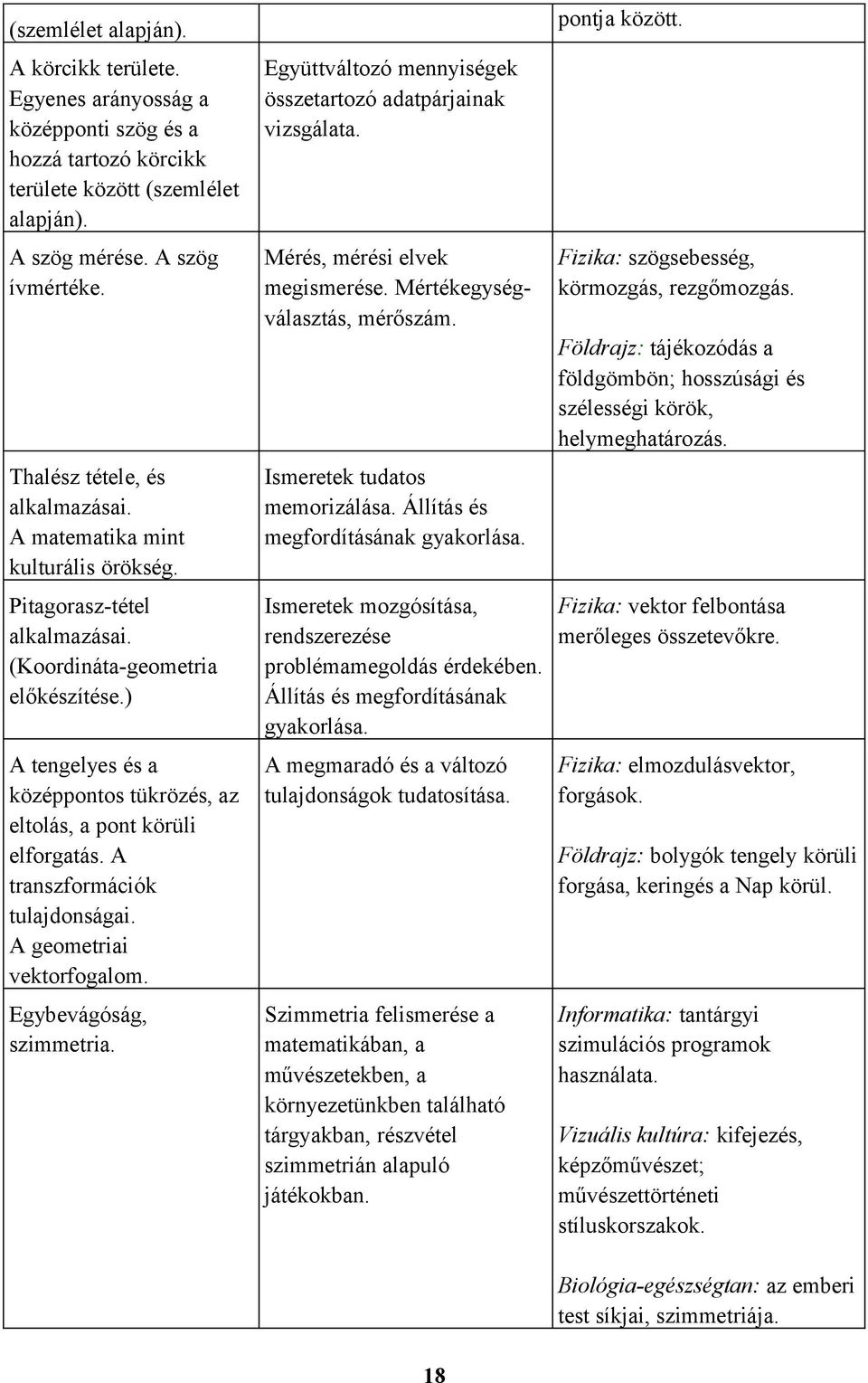 ) A tengelyes és a középpontos tükrözés, az eltolás, a pont körüli elforgatás. A transzformációk tulajdonságai. A geometriai vektorfogalom. Egybevágóság, szimmetria.