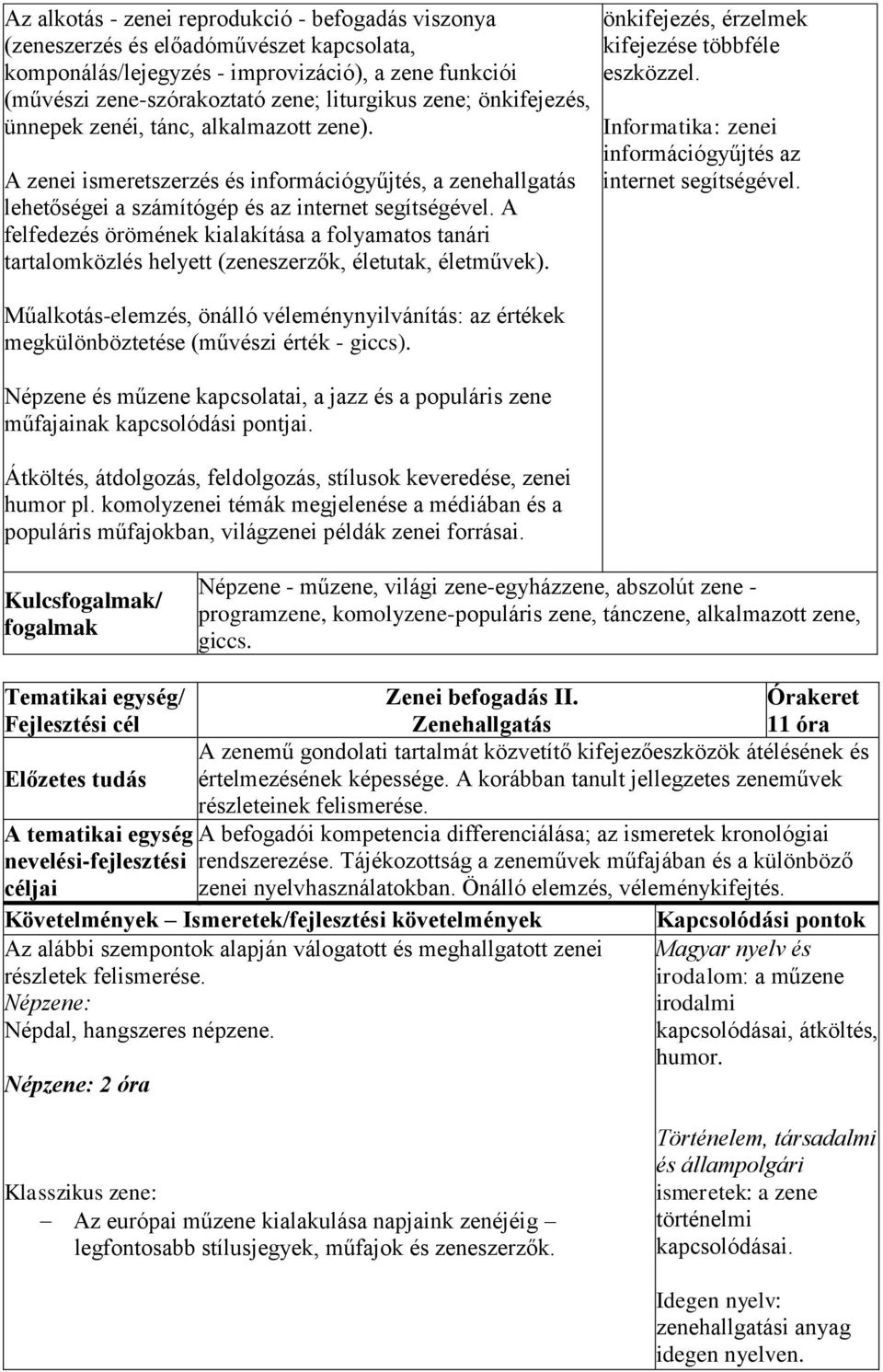 A felfedezés örömének kialakítása a folyamatos tanári tartalomközlés helyett (zeneszerzők, életutak, életművek).