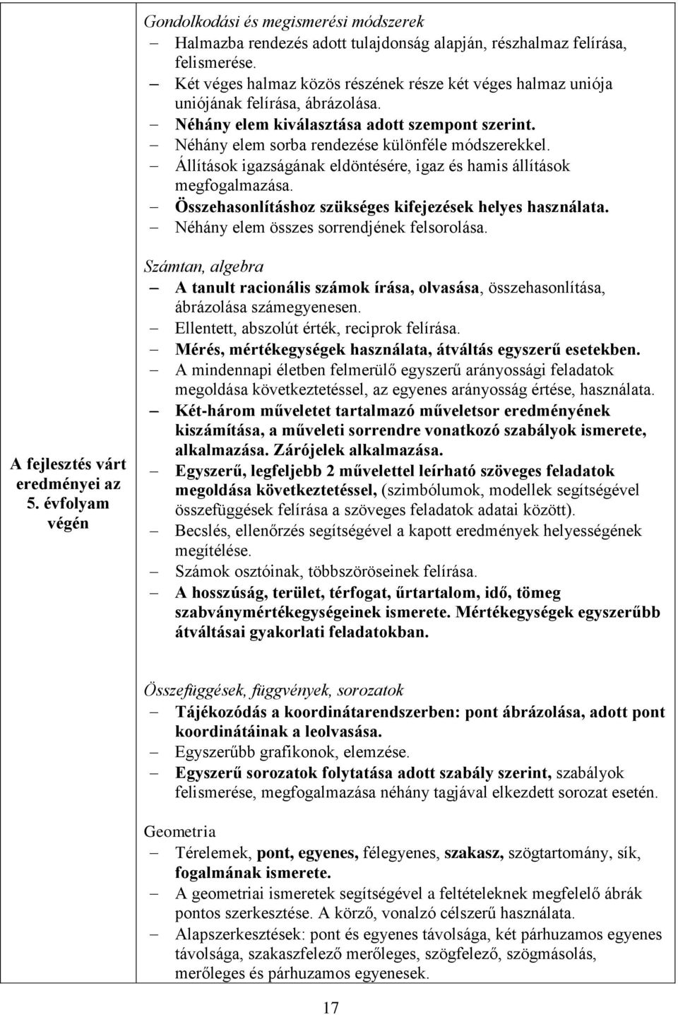 Állítások igazságának eldöntésére, igaz és hamis állítások megfogalmazása. Összehasonlításhoz szükséges kifejezések helyes használata. Néhány elem összes sorrendjének felsorolása.